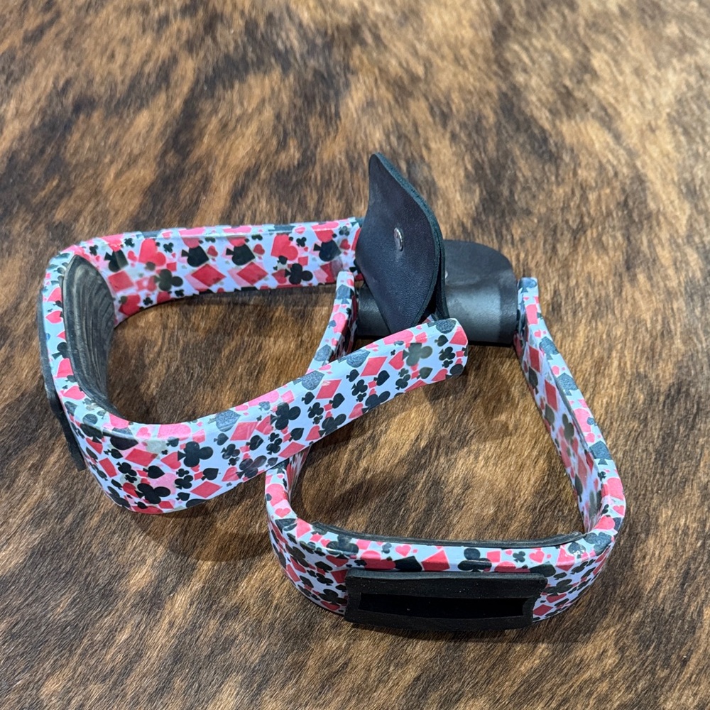 Pink Playing Card Pattern Stirrup Covers - Unbranded